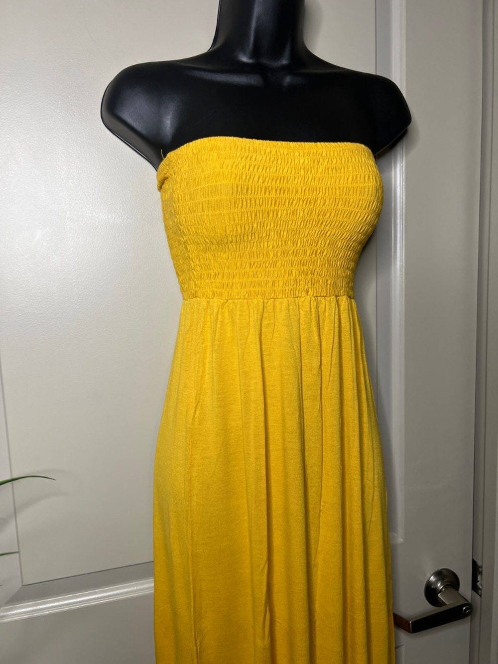 Sunshine Yellow Strapless Smocked Maxi Dress - Picture 2 of 7